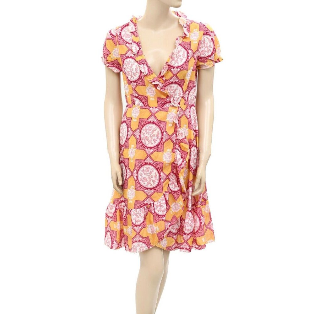 Odd Molly Anthropologie Floral Printed Short Cotton Mini Dress Ruffle S